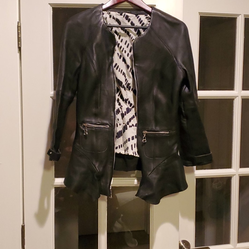 Custom Leather peplum jacket